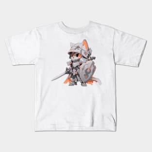 Armored Knight Cat Hero Kids T-Shirt